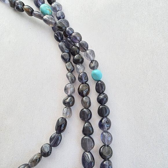 Jay King Long Necklace 60" Indigo Iolite & Turquoise New Sterling Silver 925 - Picture 7 of 10